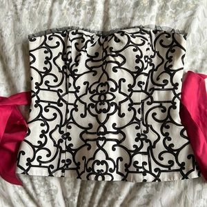 White House Black Market corset with hot pink sash, size 4.